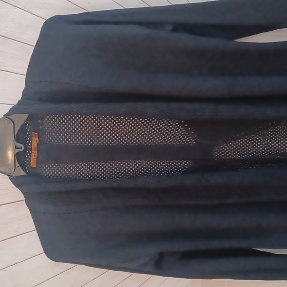 Belldini Knitted Cardigan Sweater Knit Fishnet Jet Black - Picture 2 of 6